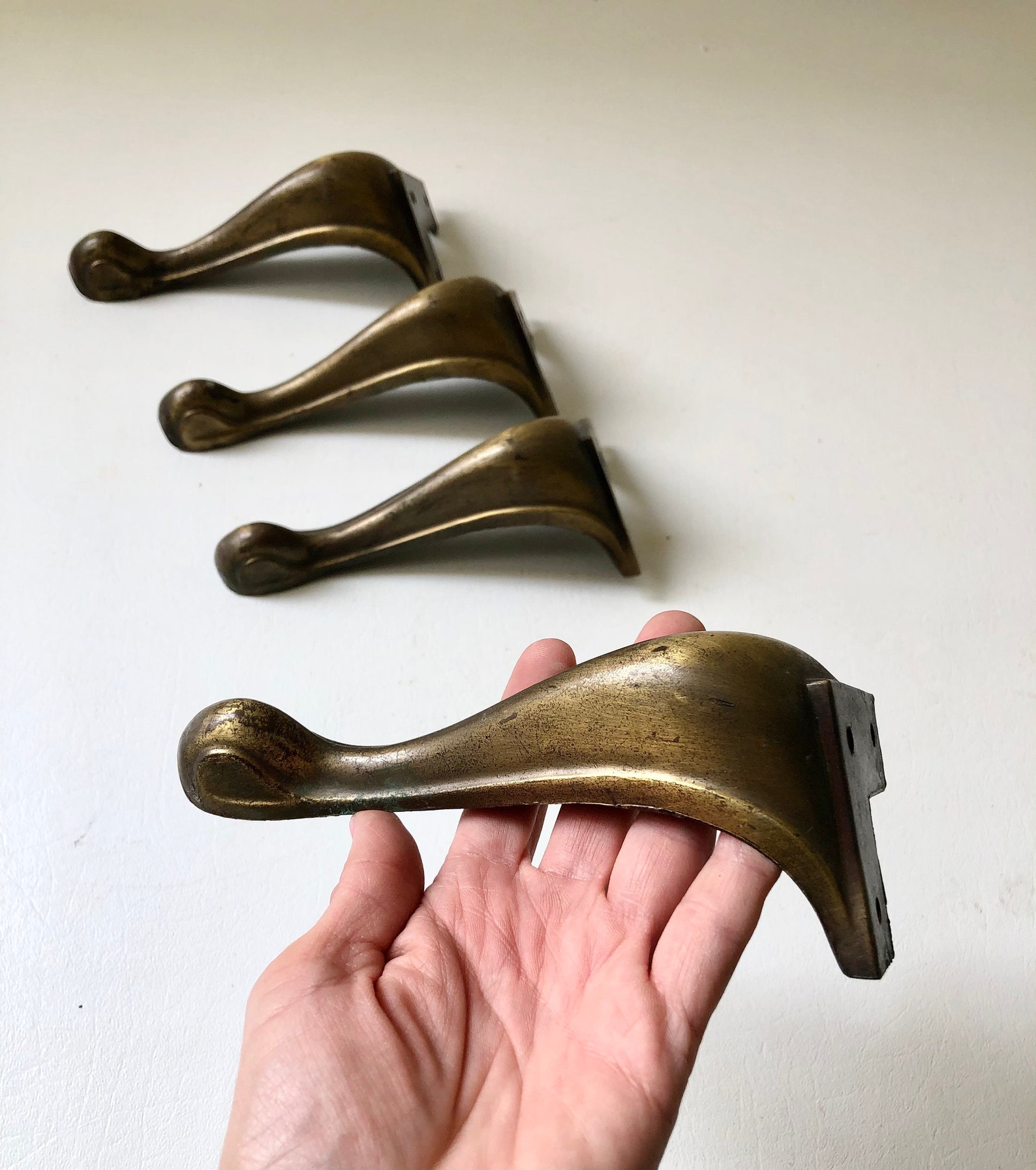 Vintage Set of 4 Brass Furniture Legs Etsy