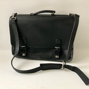 Black Leather Briefcase / Black Leather Attache Case image 3