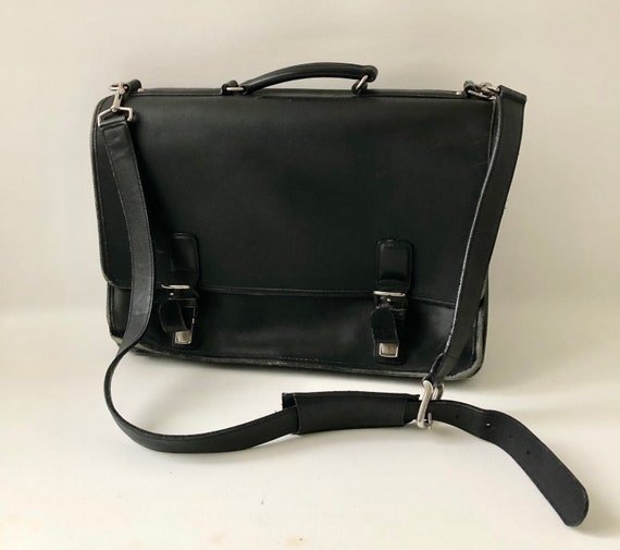 Black Leather Briefcase / Black Leather Attache C… - image 3