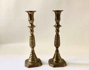 Retro messing kandelaar houders - set van twee
