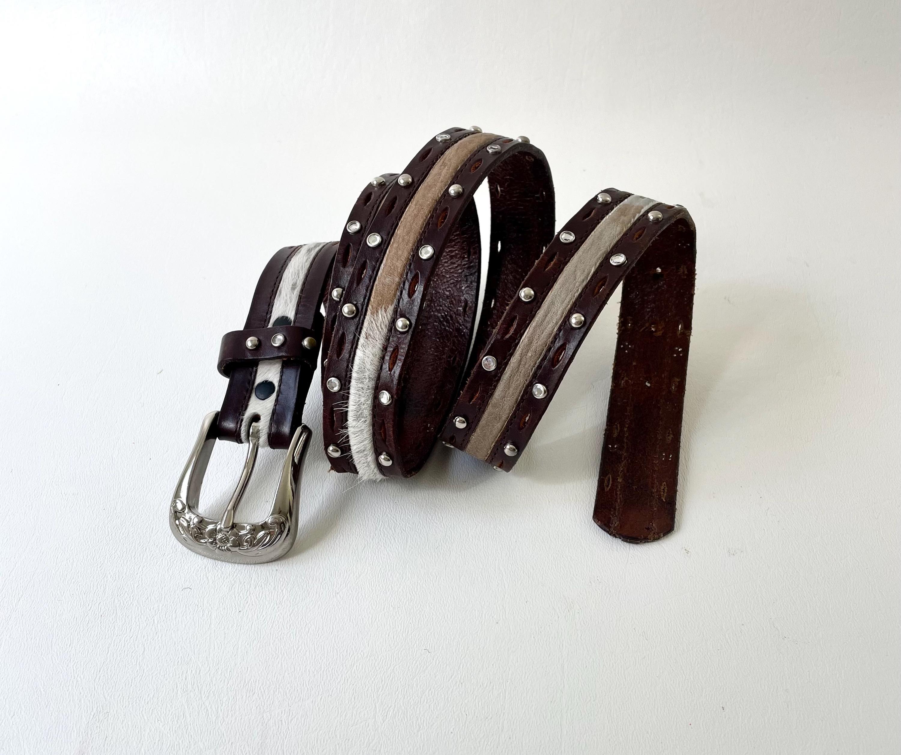 Vintage Brown Leather Woven Belt with Engraved Hamsa Hand Hand of Fatima Buckle Hemp Macramed Belt With Unique Hand of Fatima Belt Buckle  main image 2