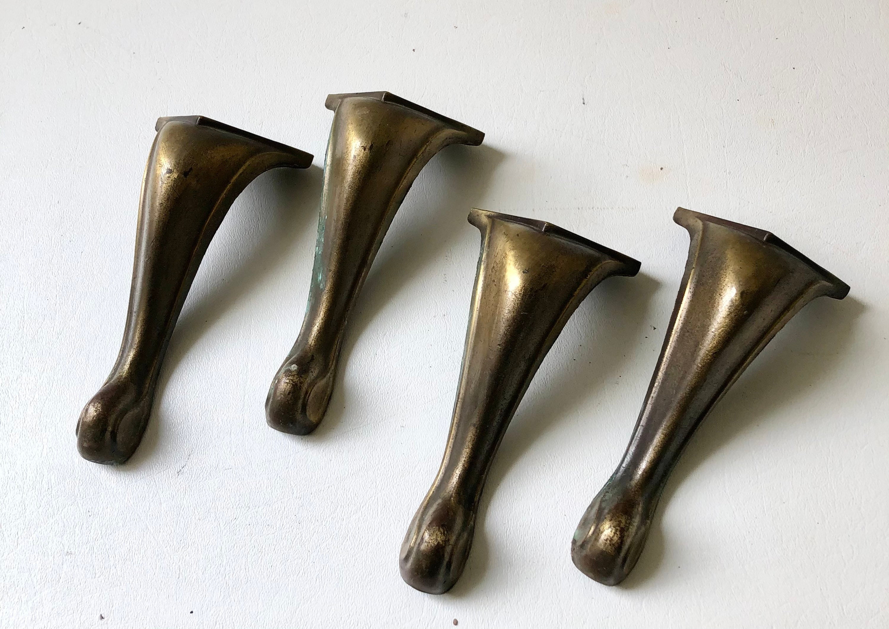 Vintage Set of 4 Brass Furniture Legs Etsy