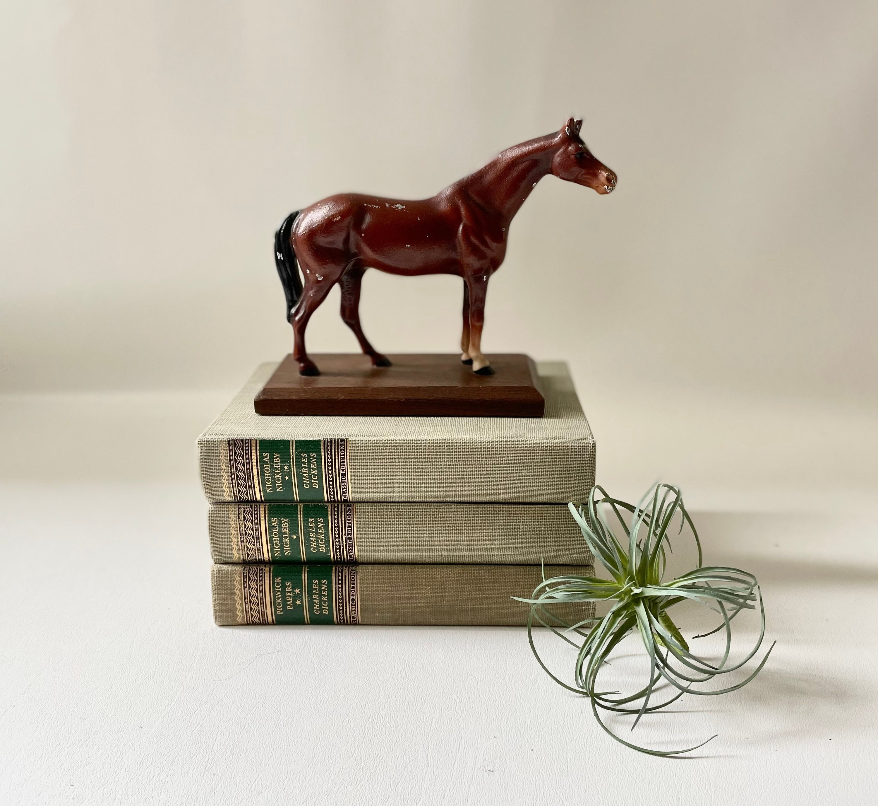 Casse-noisette Cheval En Fonte Verte - Vintage - Socle Bois - Déco Noël
