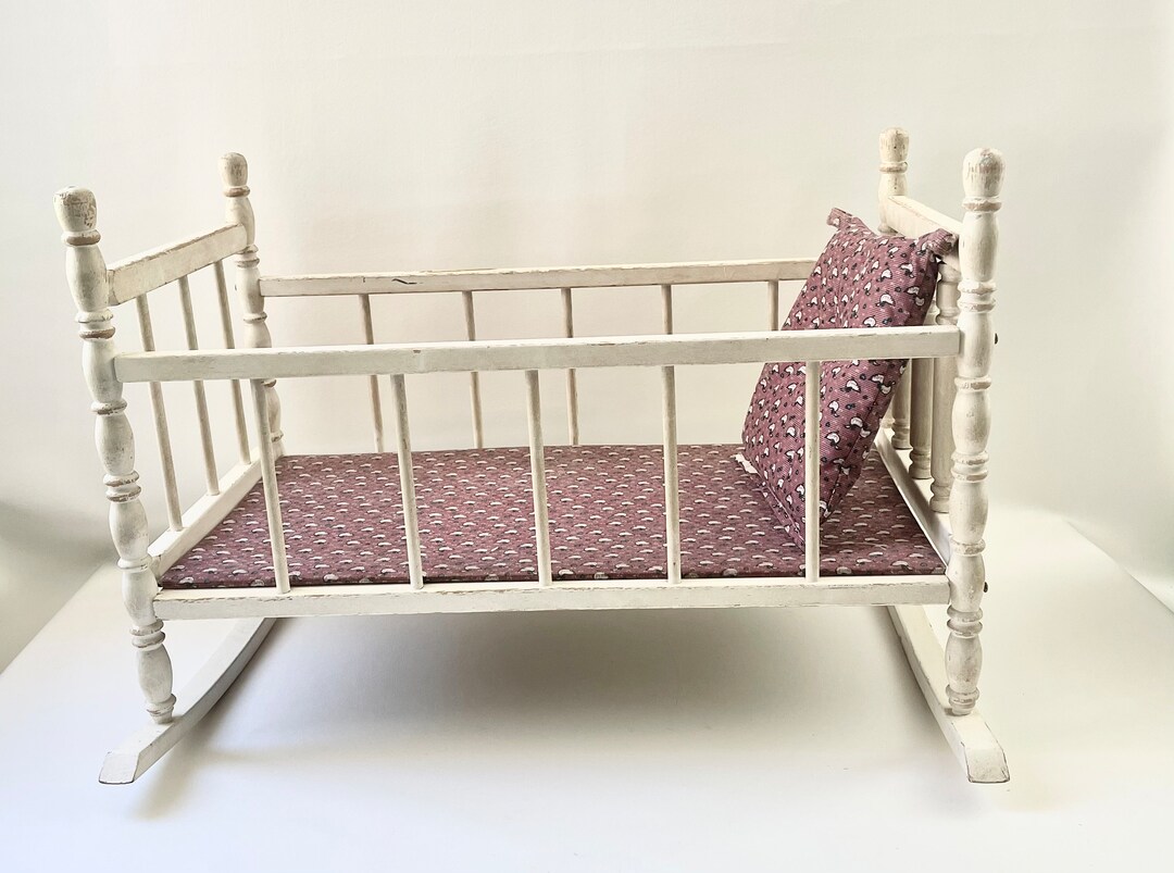 Vintage Wooden Doll Crib Etsy