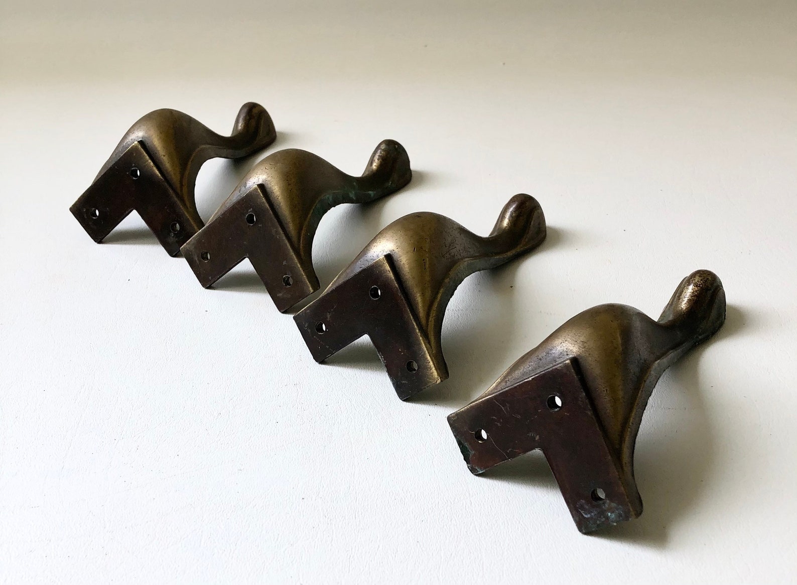 Vintage Set of 4 Brass Furniture Legs Etsy