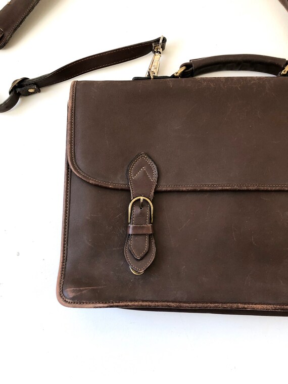 Brown Leather Briefcase / Brown Leather Portfolio - image 5