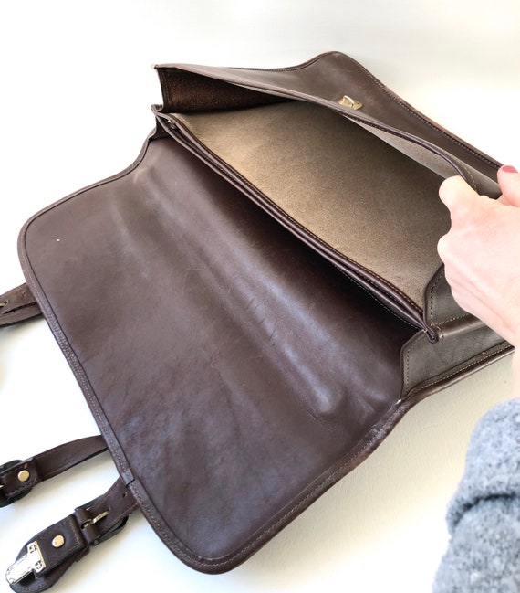 Brown Leather Briefcase / Brown Leather Portfolio - image 4