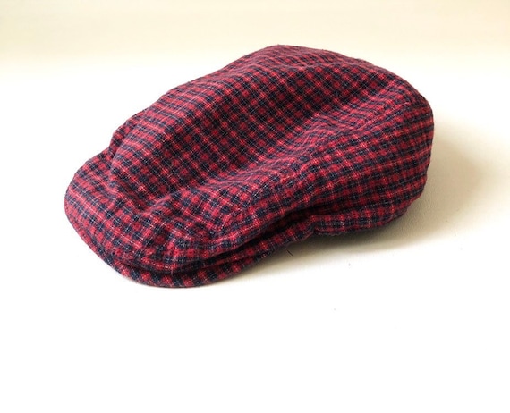 red plaid newsboy hat