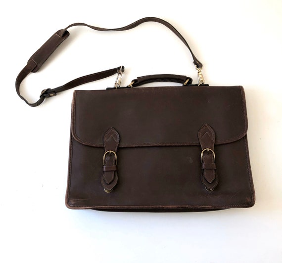 Brown Leather Briefcase / Brown Leather Portfolio - image 1