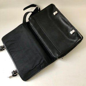 Black Leather Briefcase / Black Leather Attache Case image 5