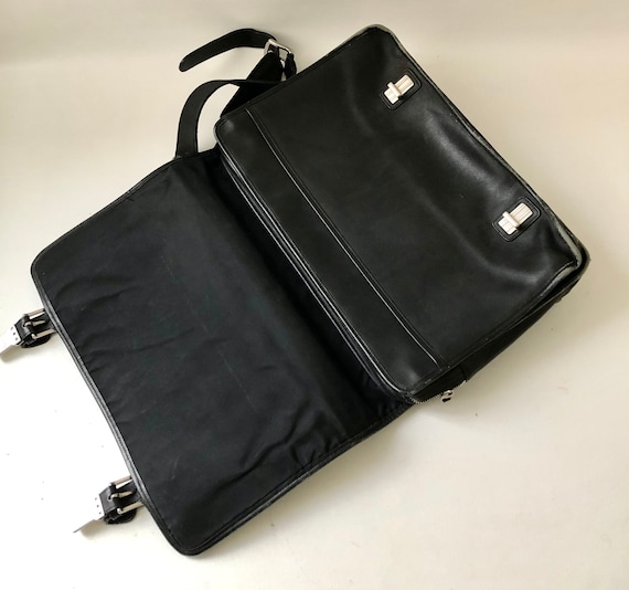 Black Leather Briefcase / Black Leather Attache C… - image 5