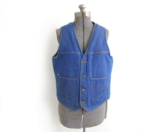Vintage Wrangler Denim & Shearling Button Up Vest