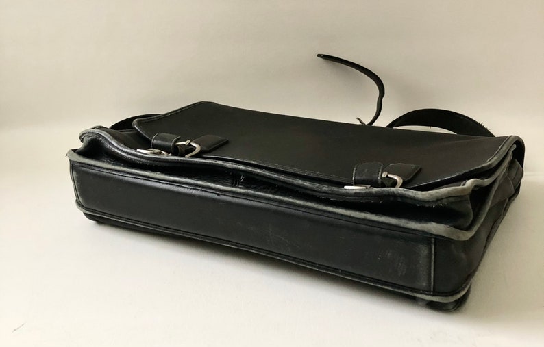 Black Leather Briefcase / Black Leather Attache Case image 6