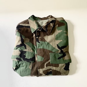 Vintage Green Camouflage Thick Army Shirt