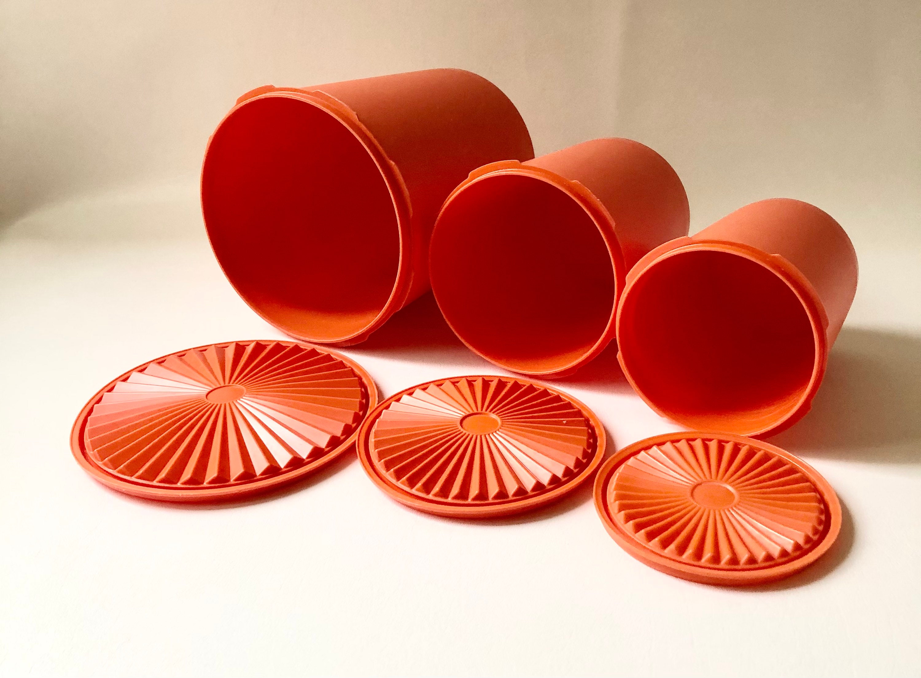 Vintage Orange Tupperware Canister Set Etsy