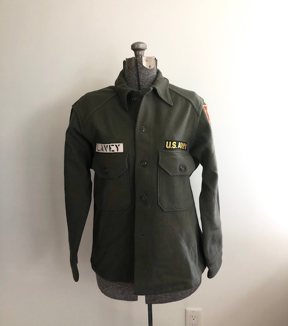 Vintage U.S. Wool Army Jacket / Green Wool Coat - image 1