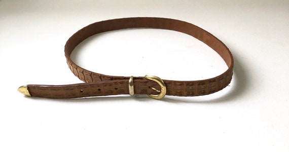 Faux Reptile Brown Leather Belt - image 4