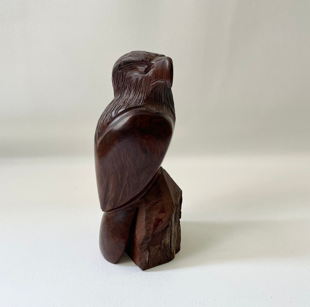 Vintage Wooden Hand Carved Eagle Figurine - Etsy