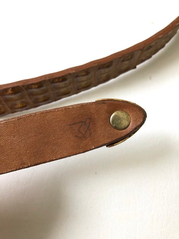 Faux Reptile Brown Leather Belt - image 5