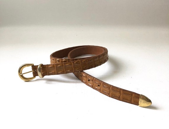 Faux Reptile Brown Leather Belt - image 1