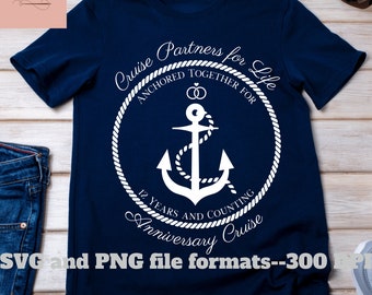 12 Year Anniversary Cruise SVG: Matching Couple Shirt Design (Digital Download)