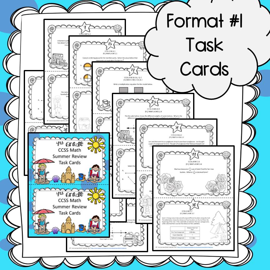 4th Grade Summer Math Review: Task Cards, Packet, Worksheets (digital  Download) - Etsy