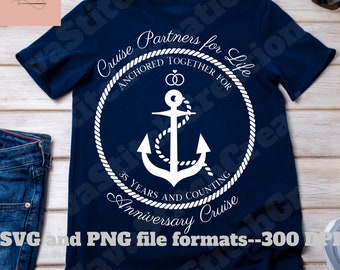 35-jähriges Jubiläum Kreuzfahrt SVG: Anchor Design, Shirt Vorlage (Digitale Datei)