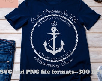 44th Anniversary Cruise SVG & PNG: Matching Shirt Design (Digital File)