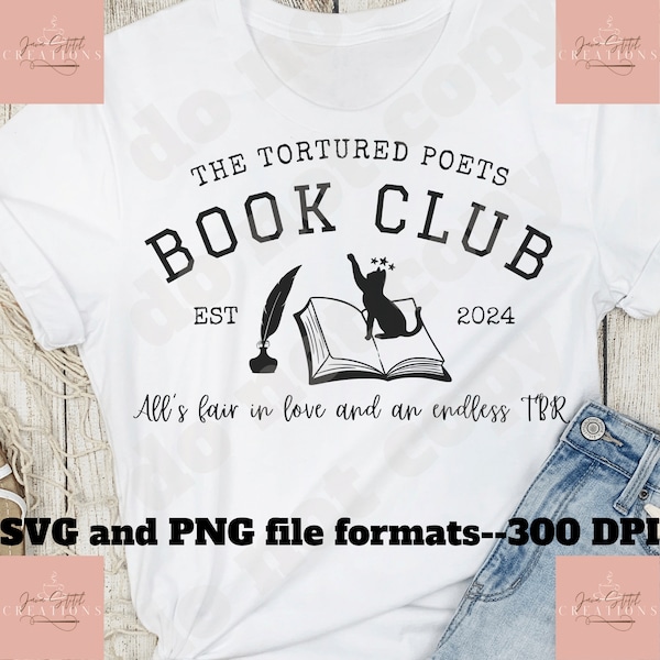 Reading svg, tortured poet SVG PNG, tbr, book club svg, bibliophile svg, bookworm gift, book lover gift, funny reading shirt, cat mom svg