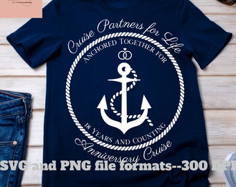 18th Anniversary Cruise SVG: Anchor Design (Digital Download)