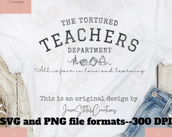 Tortured Teachers Department SVG PNG: Teacher Era Design (Digital Download)