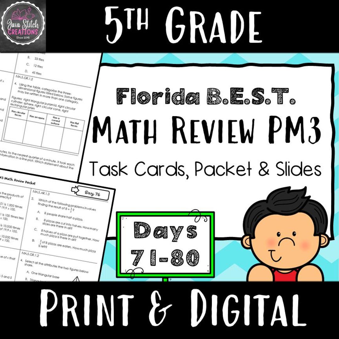 5th Grade Florida FAST Math Review: Task Cards, Packet, Worksheets ...