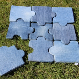 Juguete interactivo para niños, Almohadas de piezas de rompecabezas de mezclilla, Montessori, Waldorf, Almohada de alfabeto, Colchón de juego, Rompecabezas relleno, Almohada de mezclilla