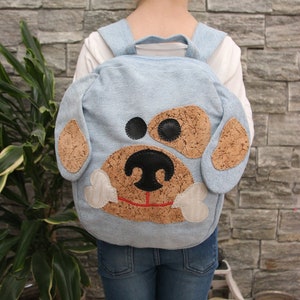Sac à dos pour chien pour enfant d’âge préscolaire, sac à dos pour chiot, sac à dos en denim recyclé, sac à dos pour tout-petits en jeans, sac à dos Funy, sac à dos en denim pour enfants