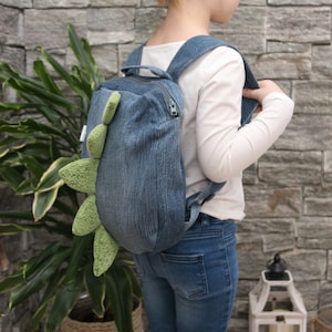 Sac à dos Dragon, sac à dos en denim recyclé pour enfants d’âge préscolaire, sac à dos en jeans pour tout-petits, sac à dos Dino, sac à dos en denim pour enfants, sac en denim pour garçons