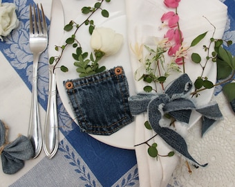 12 bolsos para moedas em calças jeans, mini bolsos para jeans, decoração para churrasco em jeans, decoração para festa em jeans reciclado, bolsos em jeans, decoração para bolsos em jeans