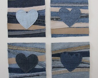 Denim Heart Patch , Denim Scrap Patch , Jeans Heart Patch , Square Denim Patch , Jeans Patch , Bohemian Jeans Patches , Jeans Embellishment
