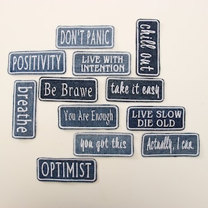Positive Vibes Patches , Mentality Patches , Good Energy Patches , Recycled Denim Patch , Embroidered Patches , Jean Patches , Iron On Patch