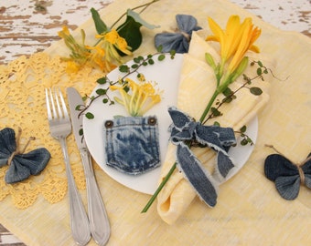 10 bolsos para moedas Levi's Jeans, mini bolsos para jeans, decoração para churrasco em jeans, decoração para mesa em jeans, bolsos em jeans, decoração para bolsos em jeans, jeans reciclado