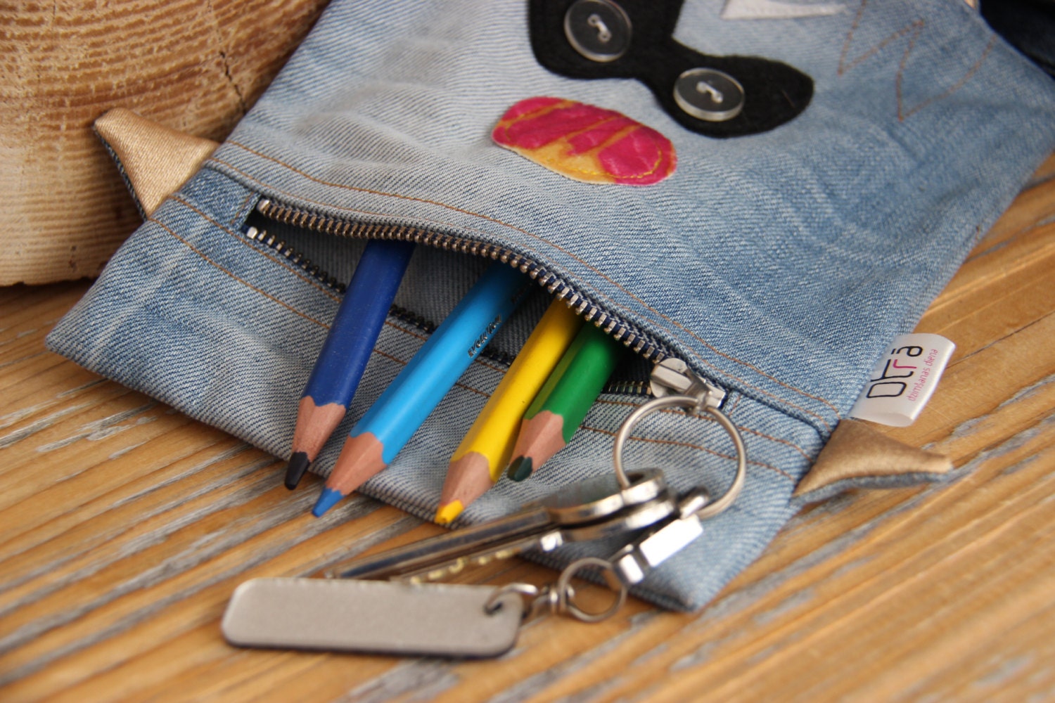 Denim Pencil Case Recycled Upcycled Denim Storage Pencil Etsy UK