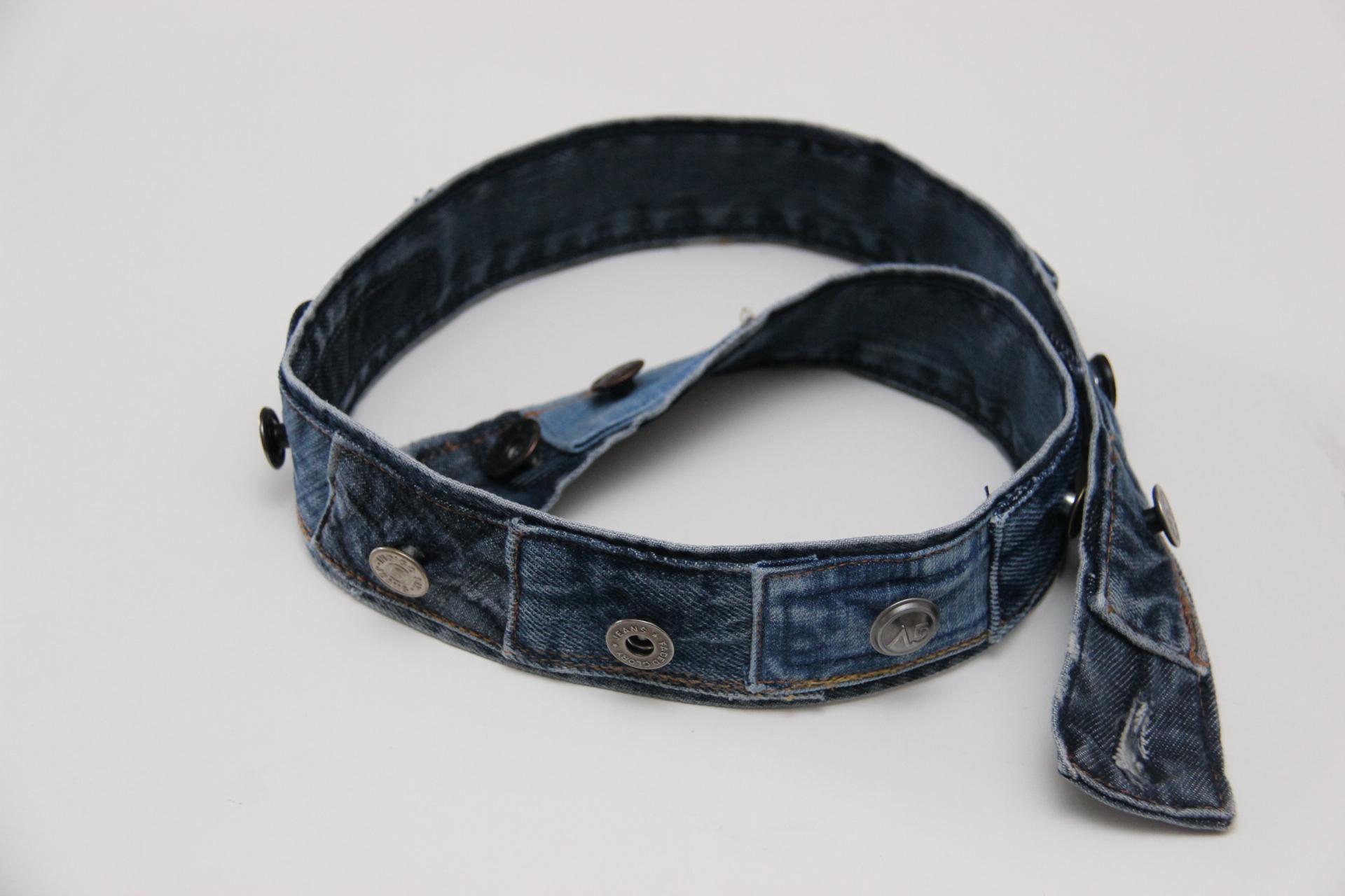 Upcycled Denim Waistband Belt – Reworked Jeans Button  display picture 1
