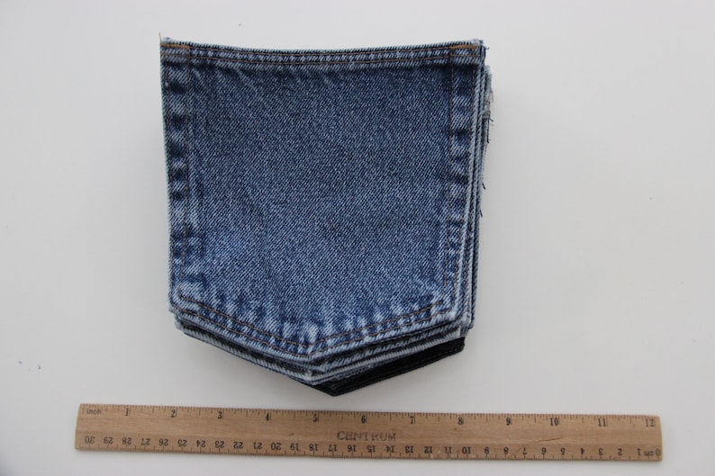 10 Large Jean Pocket Utensil Holder , Denim Party Decor , Denim Wedding