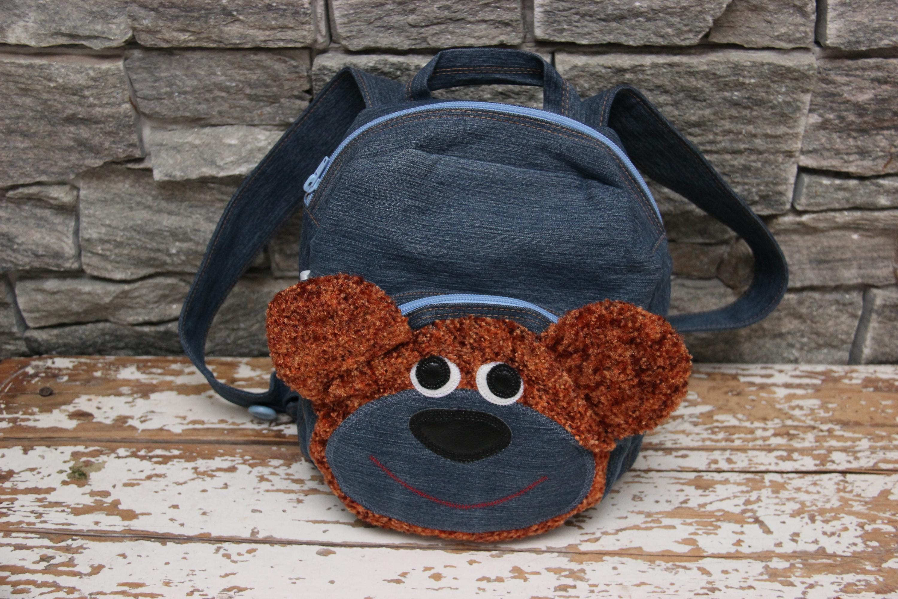 Kids Denim Bear Backpack , Upcycled Denim Teddy Bear Backpack , Jeans ...