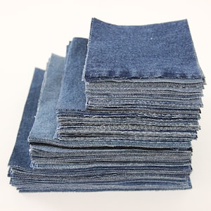 20 pezzi quadrati di denim da 2"/ 3"/ 4''/ 5''/ 6''/ 7'' (4,9-17,7 cm), blocchi di denim riciclato per patchwork, artigianato per quilting, fornitura patchwork