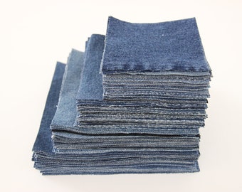 100 Stück 2"/3"/ 4'''/ 5'''/ 6'''/ 7'' Denim Squares (4,9-17,7cm) Quilting Set, Denim Patchwork Supply, Vorgeschnittene Stoffquadrat, Deim DIY