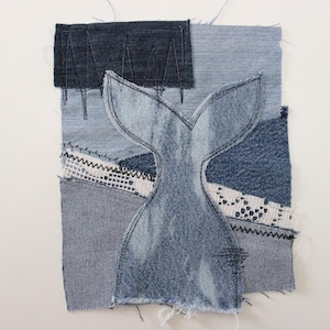 Whale&#39;s Tail Patch , Recycled Denim Sew-on Patch , Nautical Patch , Large Maritime Patch For Jacket , Back Patches , Patches For Jackets