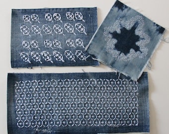 Patchs en denim Sashiko Boro, patchs cousus lentement pour veste en jean, patchs pour vêtements recyclés, appliqués en jean recyclé, patch en denim japonais