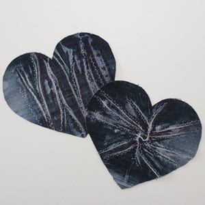Parches de mezclilla con forma de corazón, parches de corazón rojo, blanco y azul, parches de mezclilla con amor, parches de mezclilla reciclada con forma de corazón, parches de tela