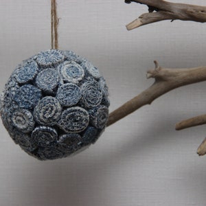 Denim Christmas Tree Decorations , Christmas Tree Baubles , Christmas Tree Ornament , Denim Christmas Tree Ball , Holiday Decor , Xmas image 5