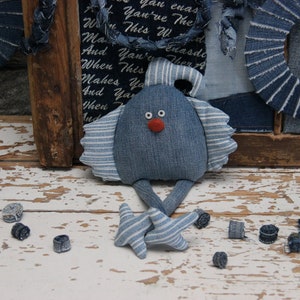 Recycled Denim Chicken , Denim Easter Decor , Denim Stuffed Toy , Soft Chicken Toy , Chicken Plushies , Funny Chicken Toy , Eco Friendly Toy image 6